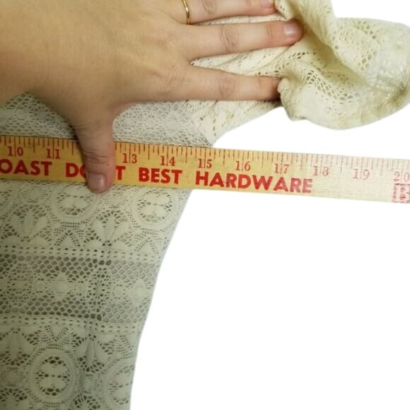 Abercrombie & Fitch Cream Lace Short Sleeve Mini Dress Scoop Back Bodycon Size M - Picture 6 of 7